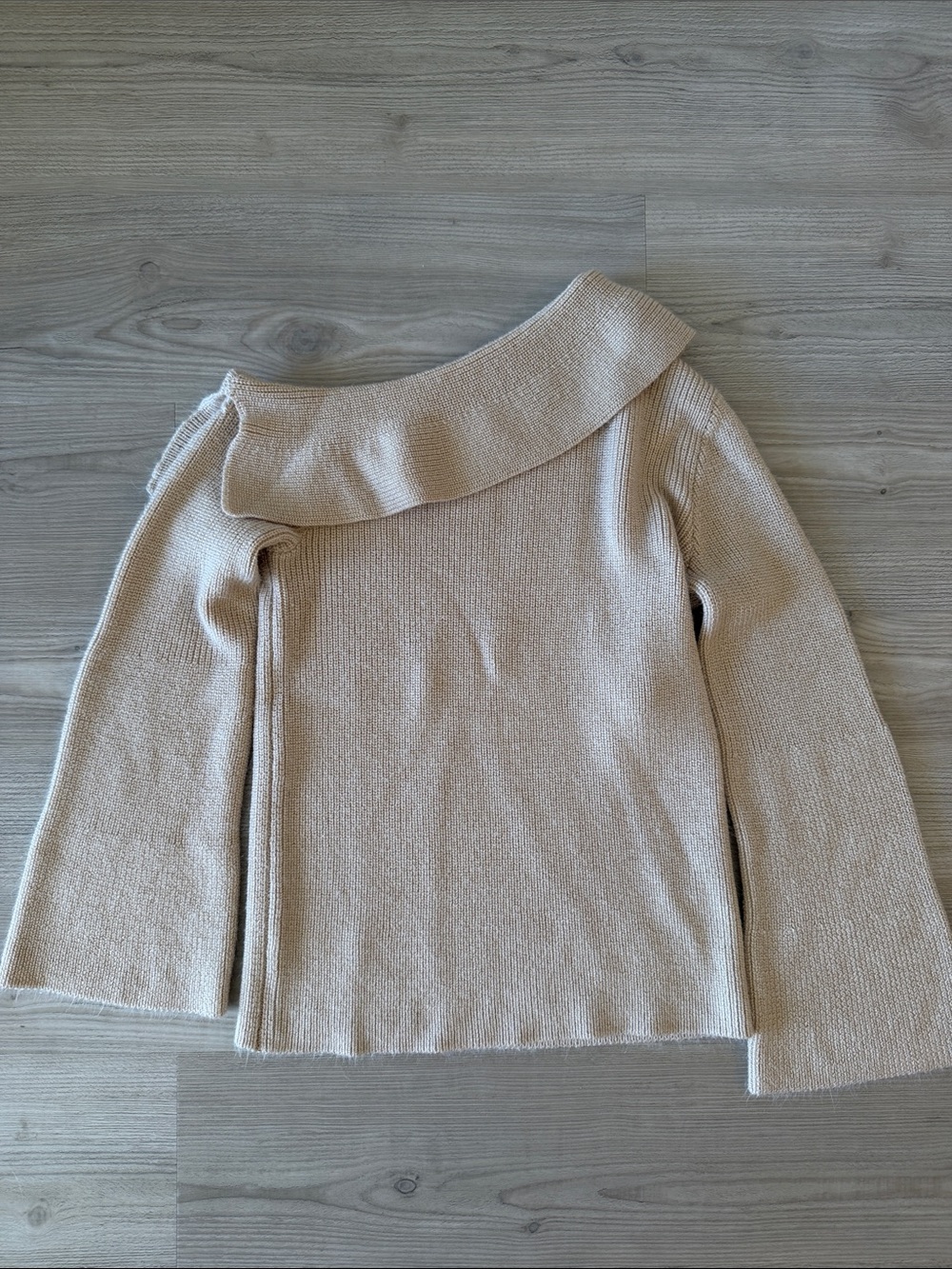 Animale Cream Off Shoulder Knit Sweater Long Sleeve